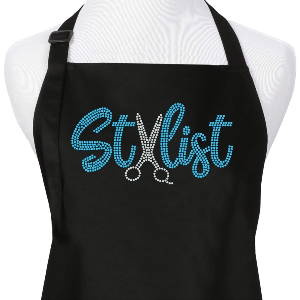 Teal Rhinestone Stylist Apron with 3 Pockets Black